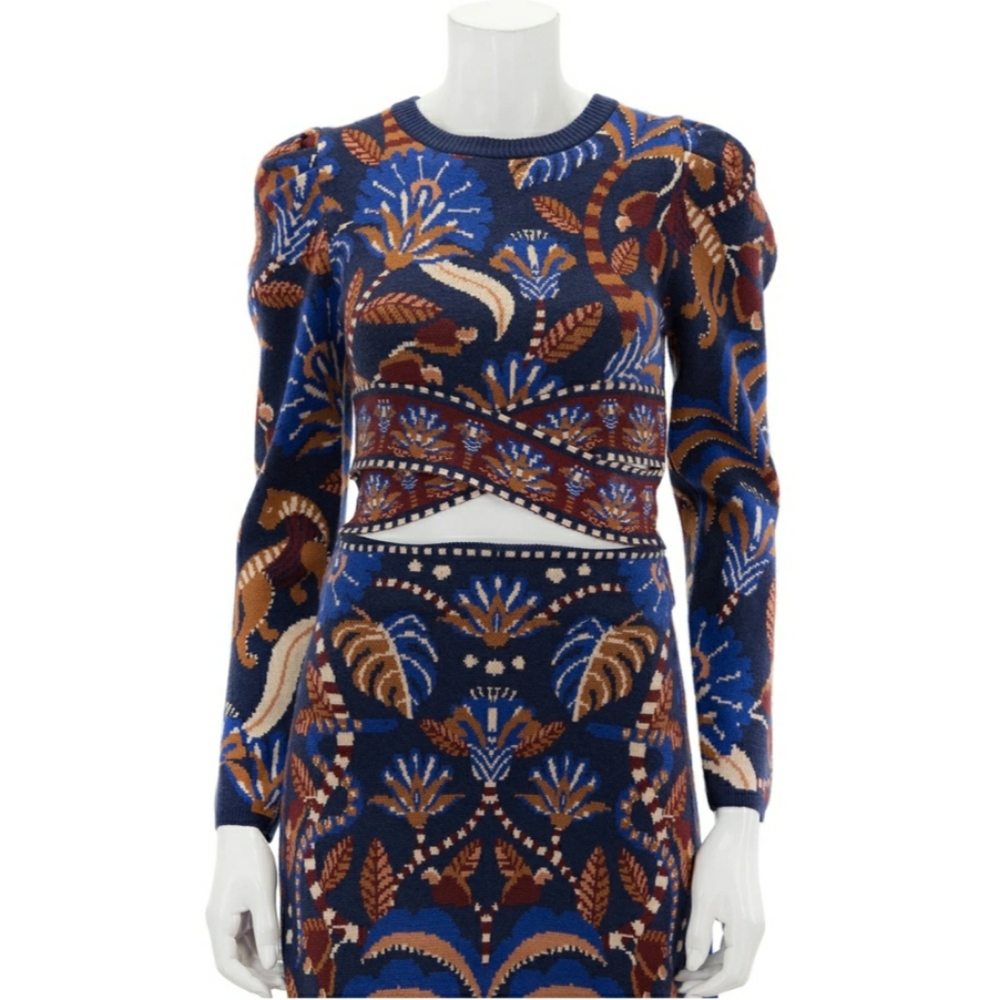 Farm Rio Nature Beauty Knit Crop Top Sweater - Picture 6 of 12